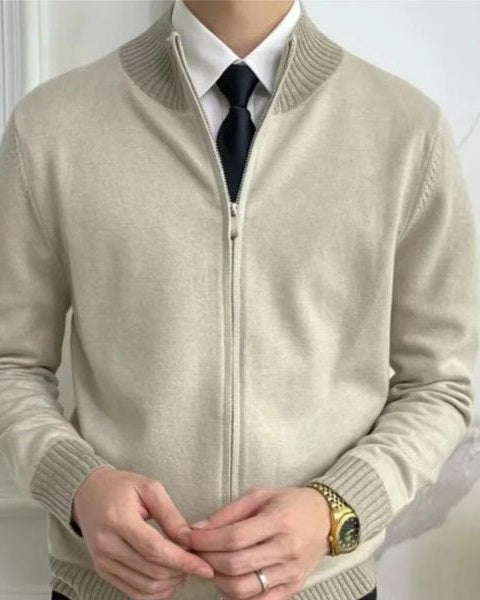Pull zippé col montant finitions côtelées pour homme – vue 4