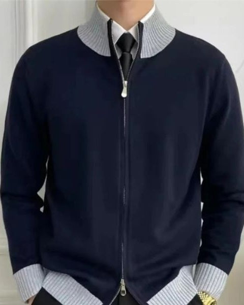 Pull zippé col montant finitions côtelées pour homme – vue 5