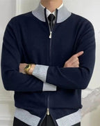 Pull zippé col montant finitions côtelées pour homme – vue 6