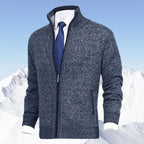 Pull zippé col montant avec poches bleu pour homme