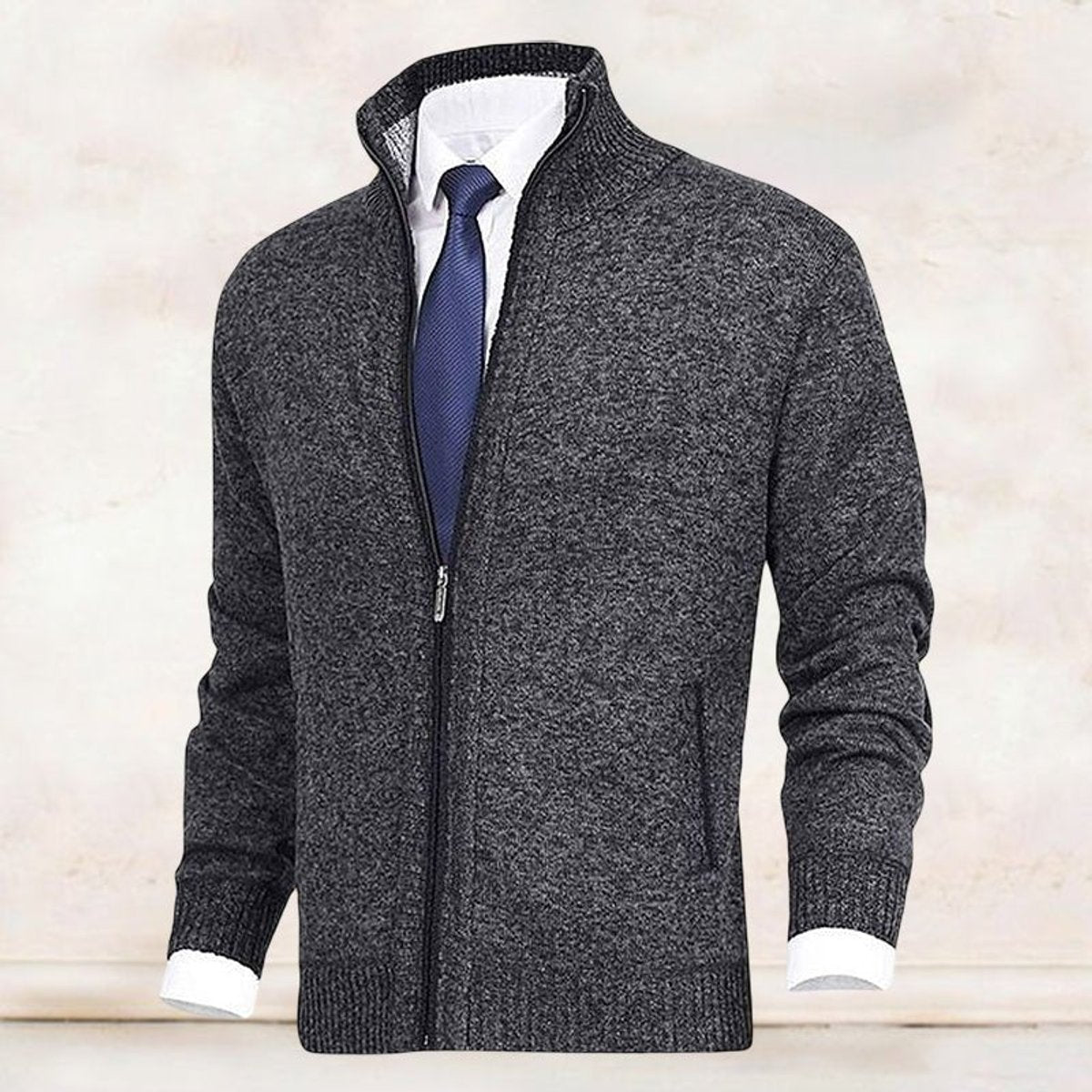 Pull zippé col montant avec poches pour homme – vue 6