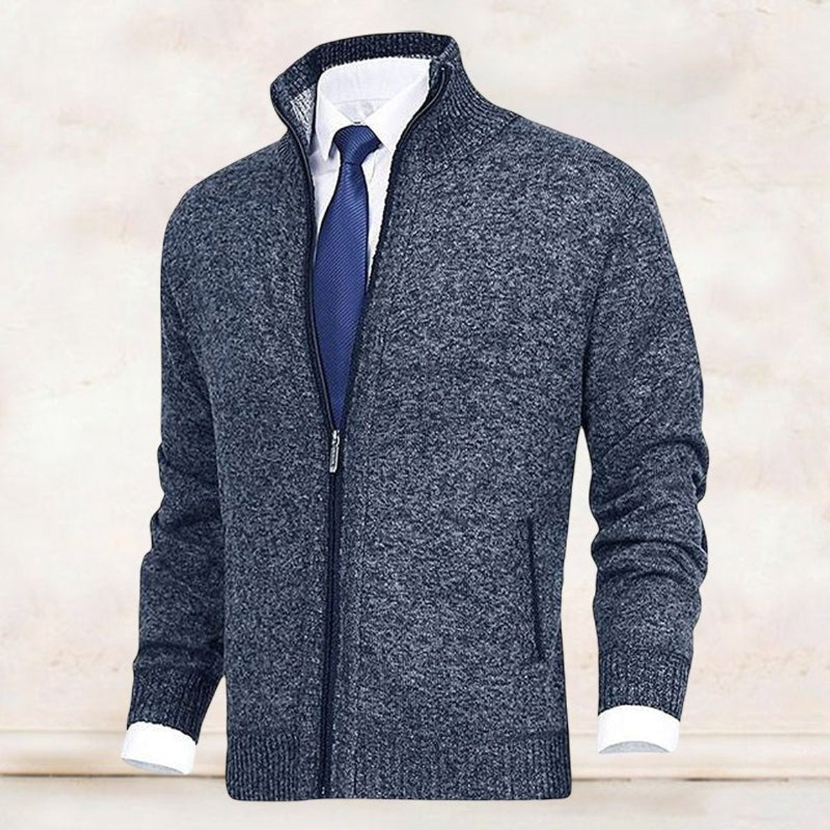 Pull zippé col montant avec poches pour homme – vue 8
