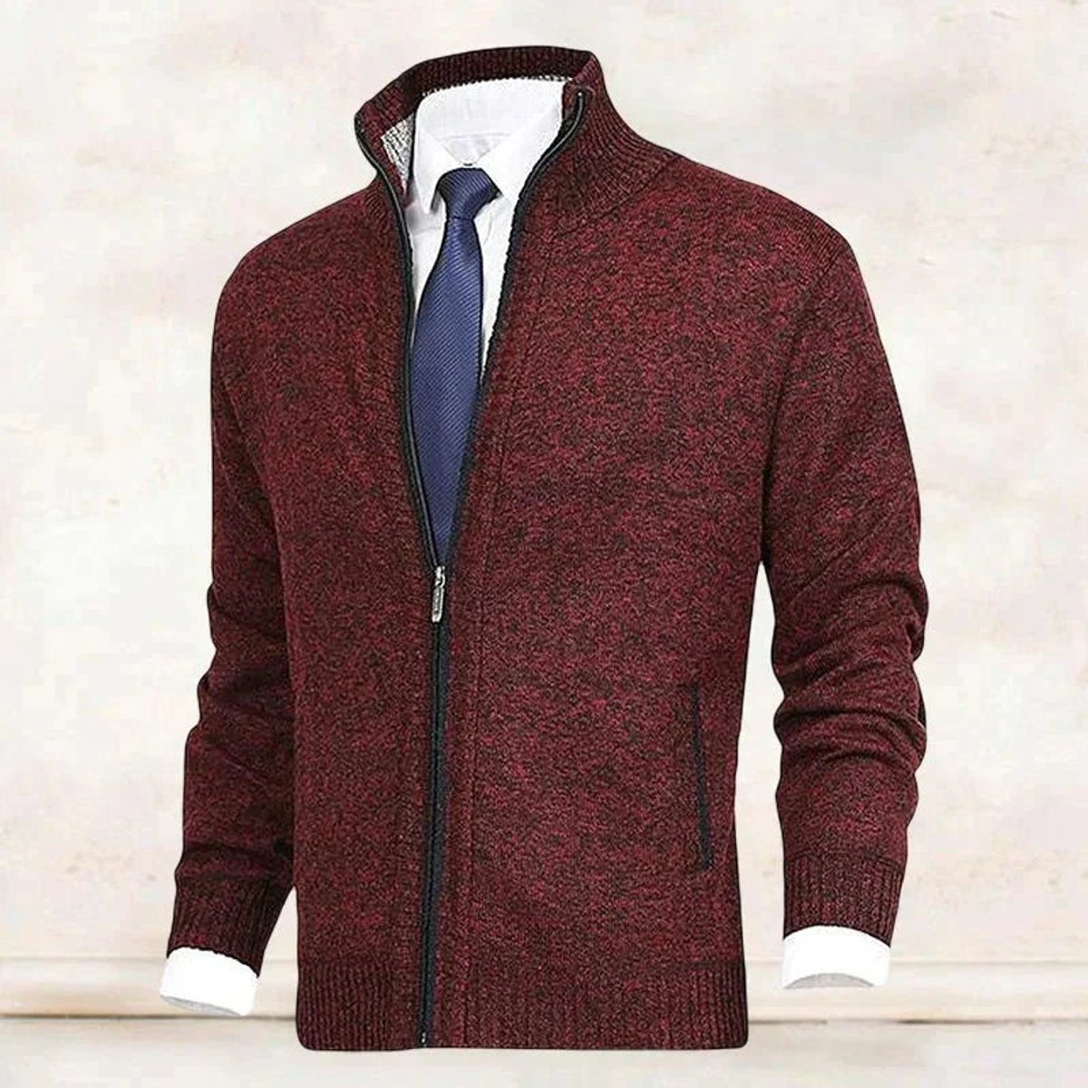 Pull zippé col montant avec poches pour homme – vue 10