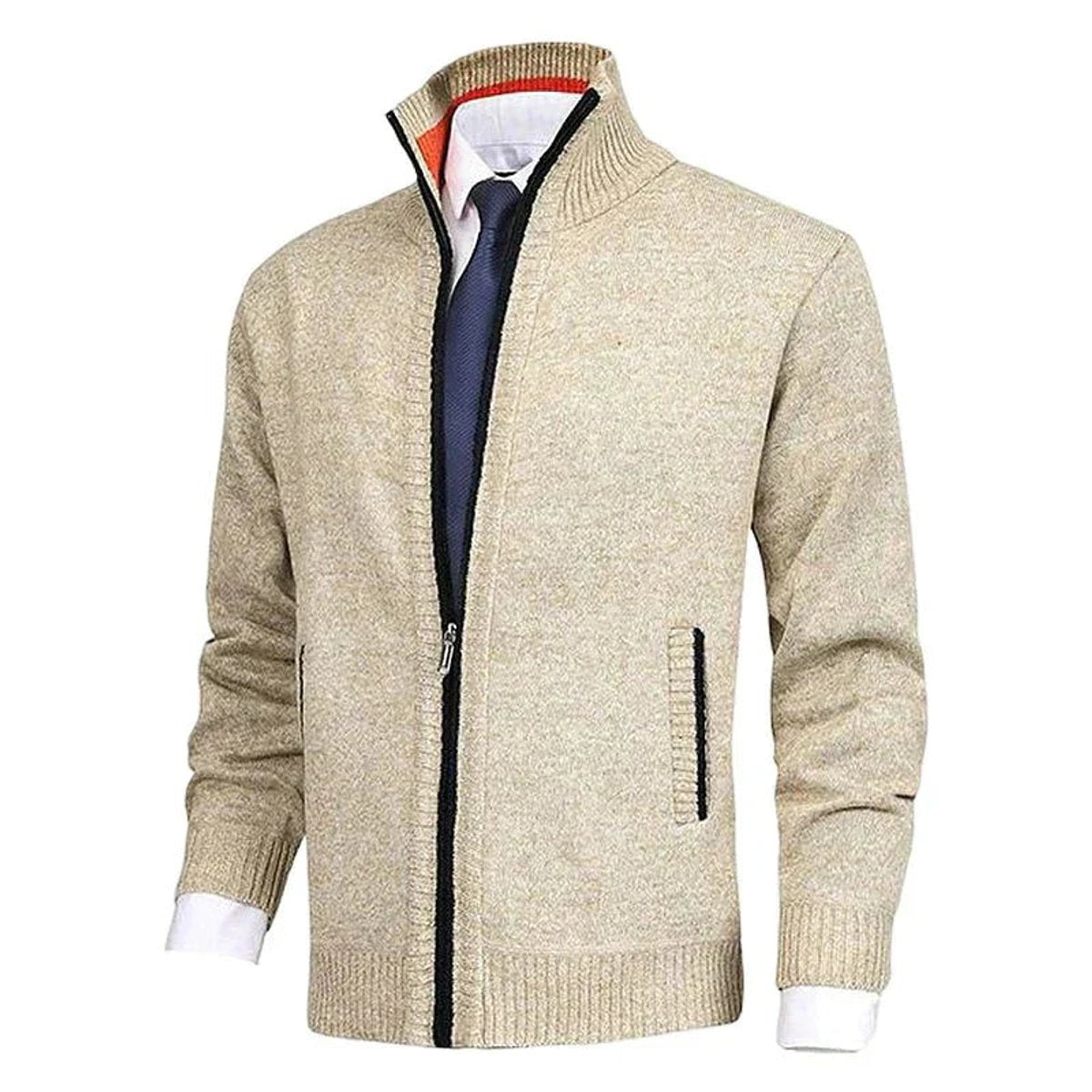 Pull zippé col montant avec poches pour homme