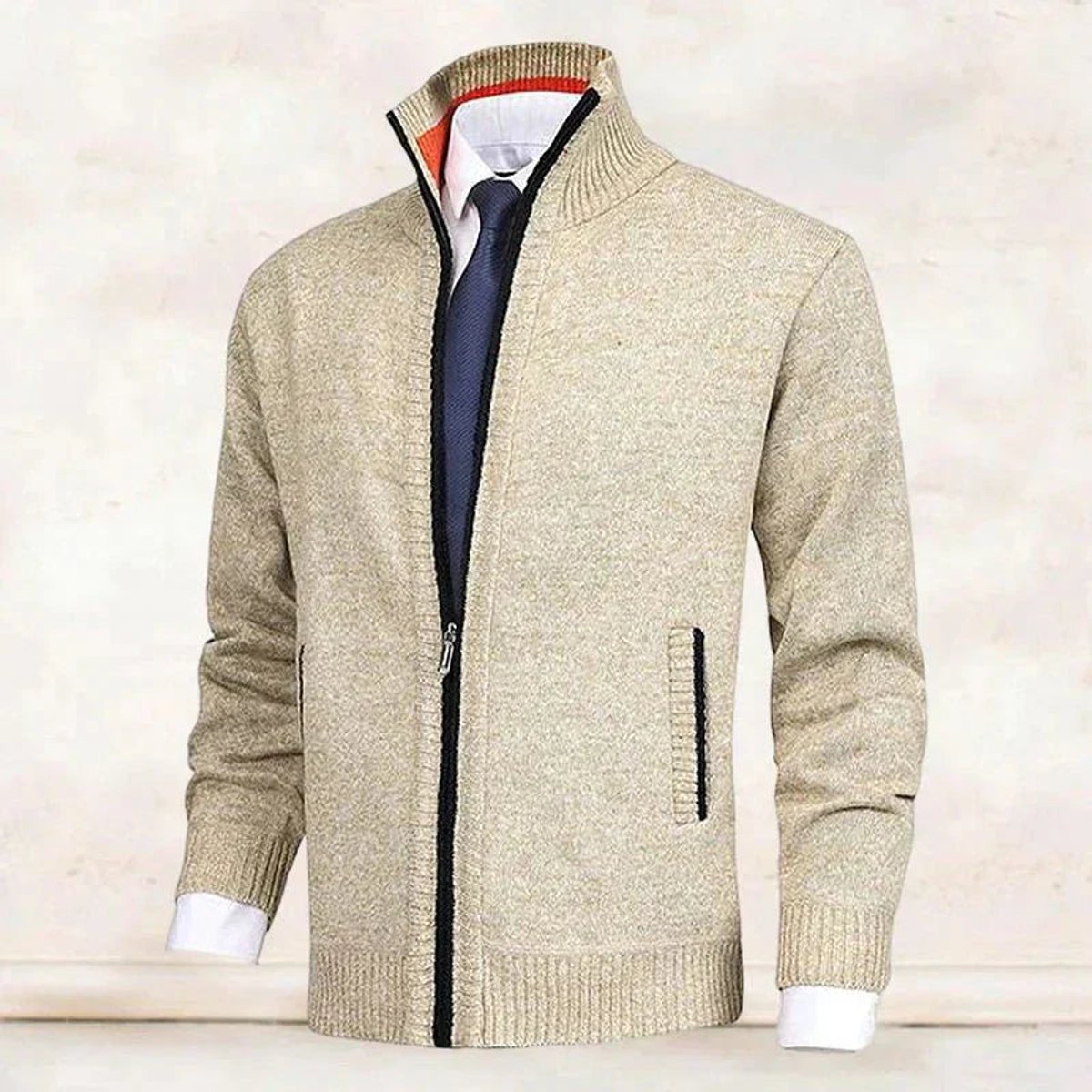 Pull zippé col montant avec poches pour homme – vue 2