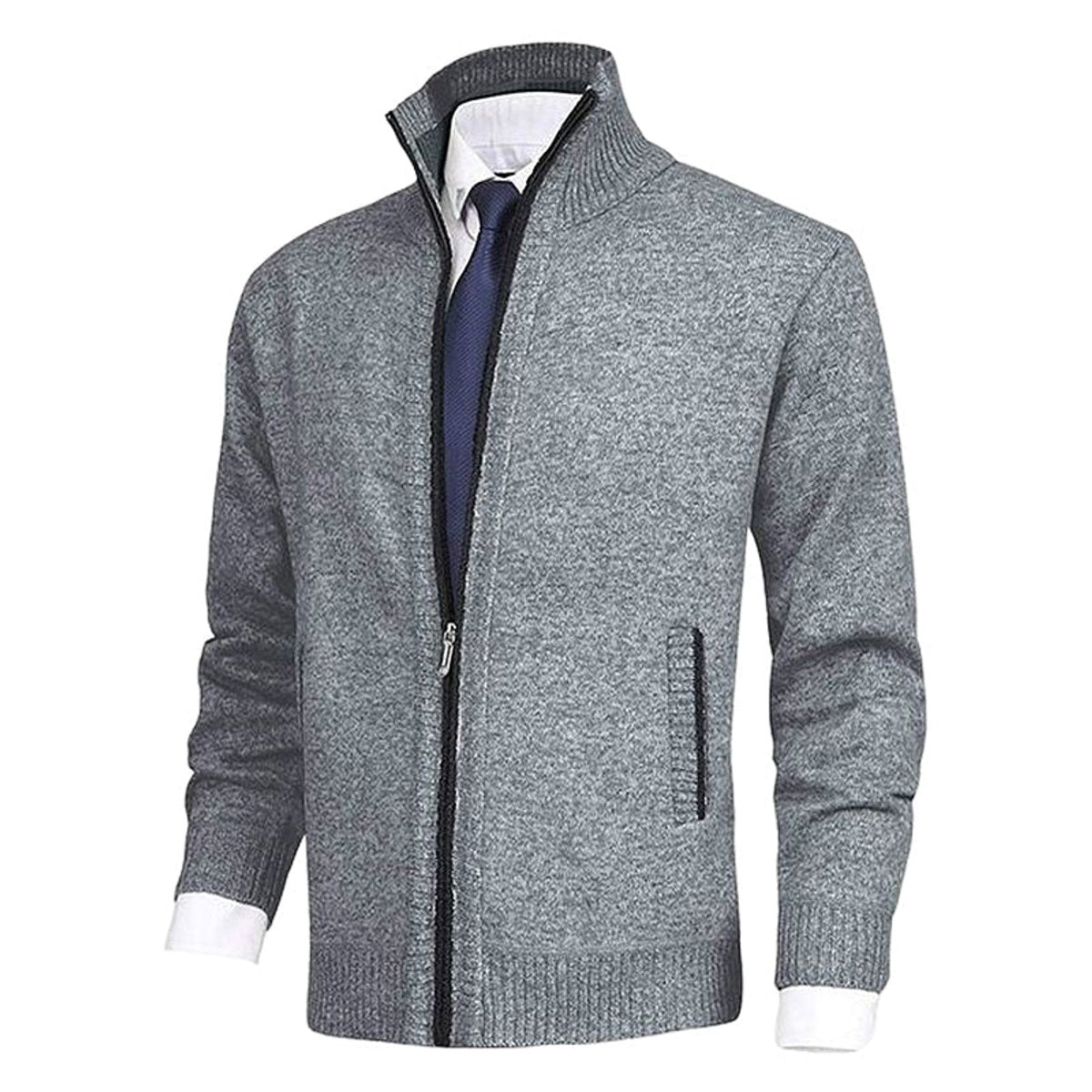 Pull zippé col montant avec poches pour homme – vue 3