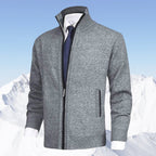 Pull zippé col montant avec poches gris clair pour homme