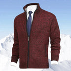 Pull zippé col montant avec poches rouge pour homme