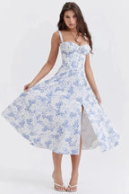 Robe bustier à imprimé floral avec bretelles