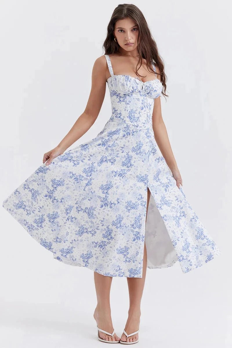 Robe bustier à imprimé floral avec bretelles