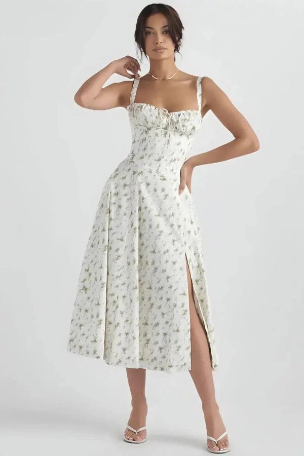 Robe bustier à imprimé floral avec bretelles
