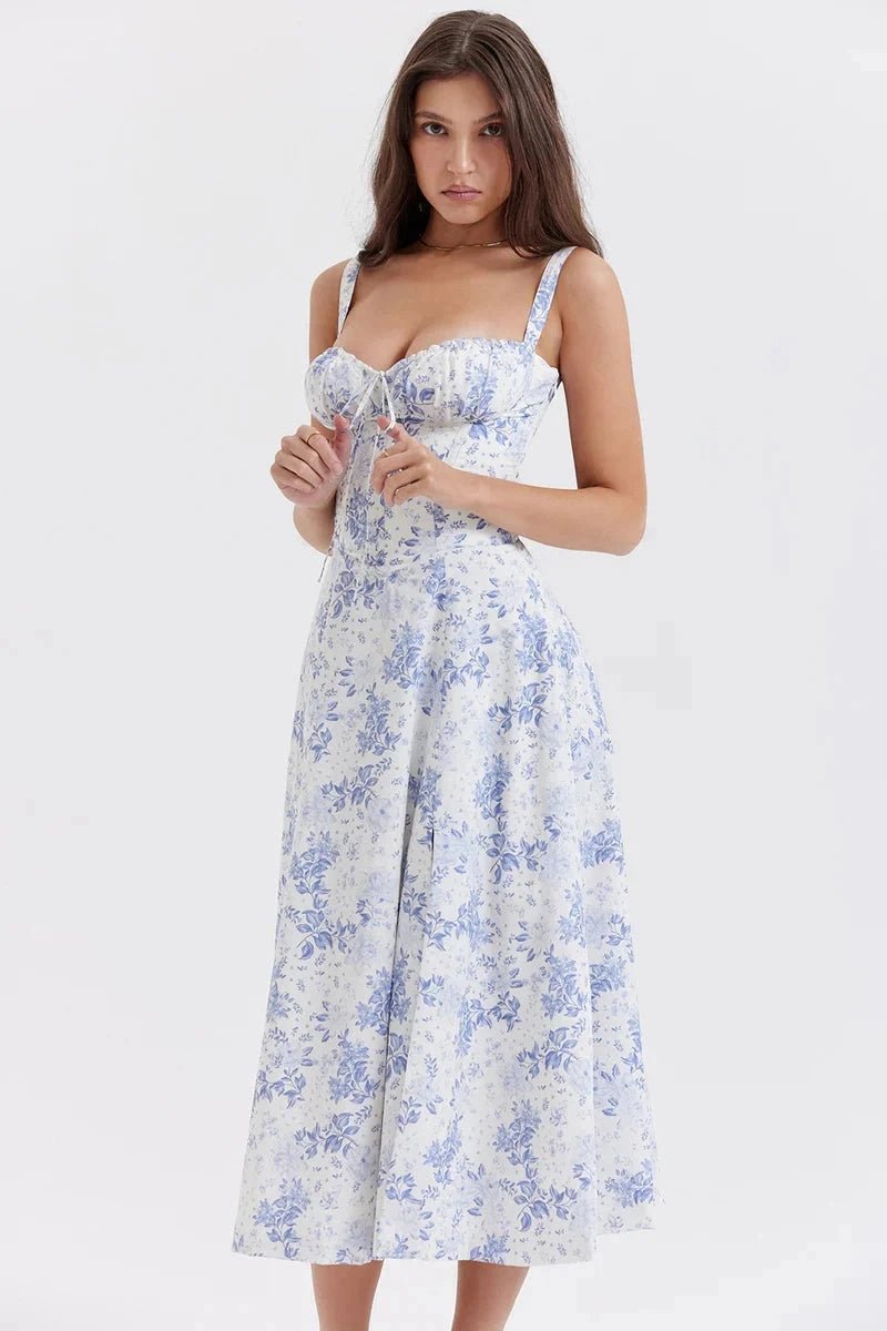 Robe bustier à imprimé floral avec bretelles