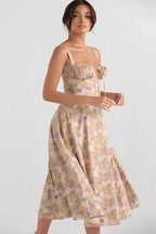 Robe bustier à imprimé floral avec bretelles