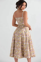 Robe bustier à imprimé floral avec bretelles