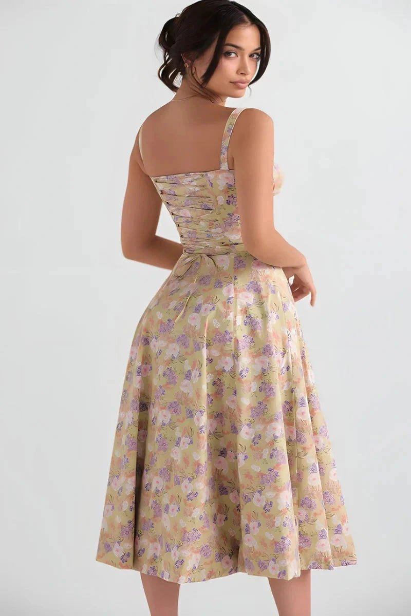 Robe bustier à imprimé floral avec bretelles