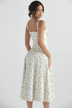 Robe bustier à imprimé floral avec bretelles
