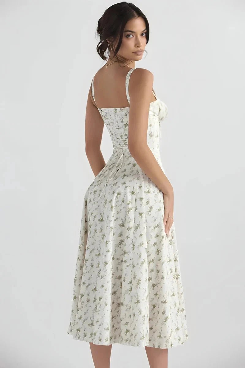 Robe bustier à imprimé floral avec bretelles