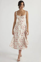 Robe bustier à imprimé floral avec bretelles