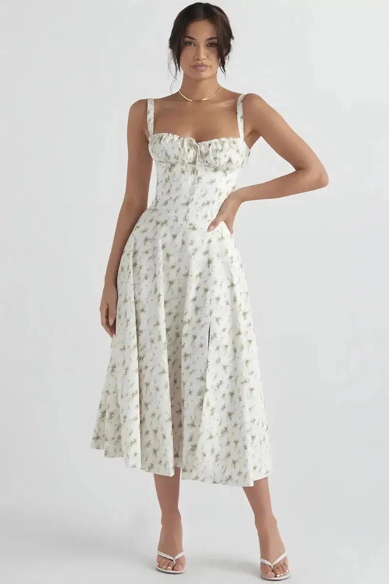 Robe bustier à imprimé floral avec bretelles