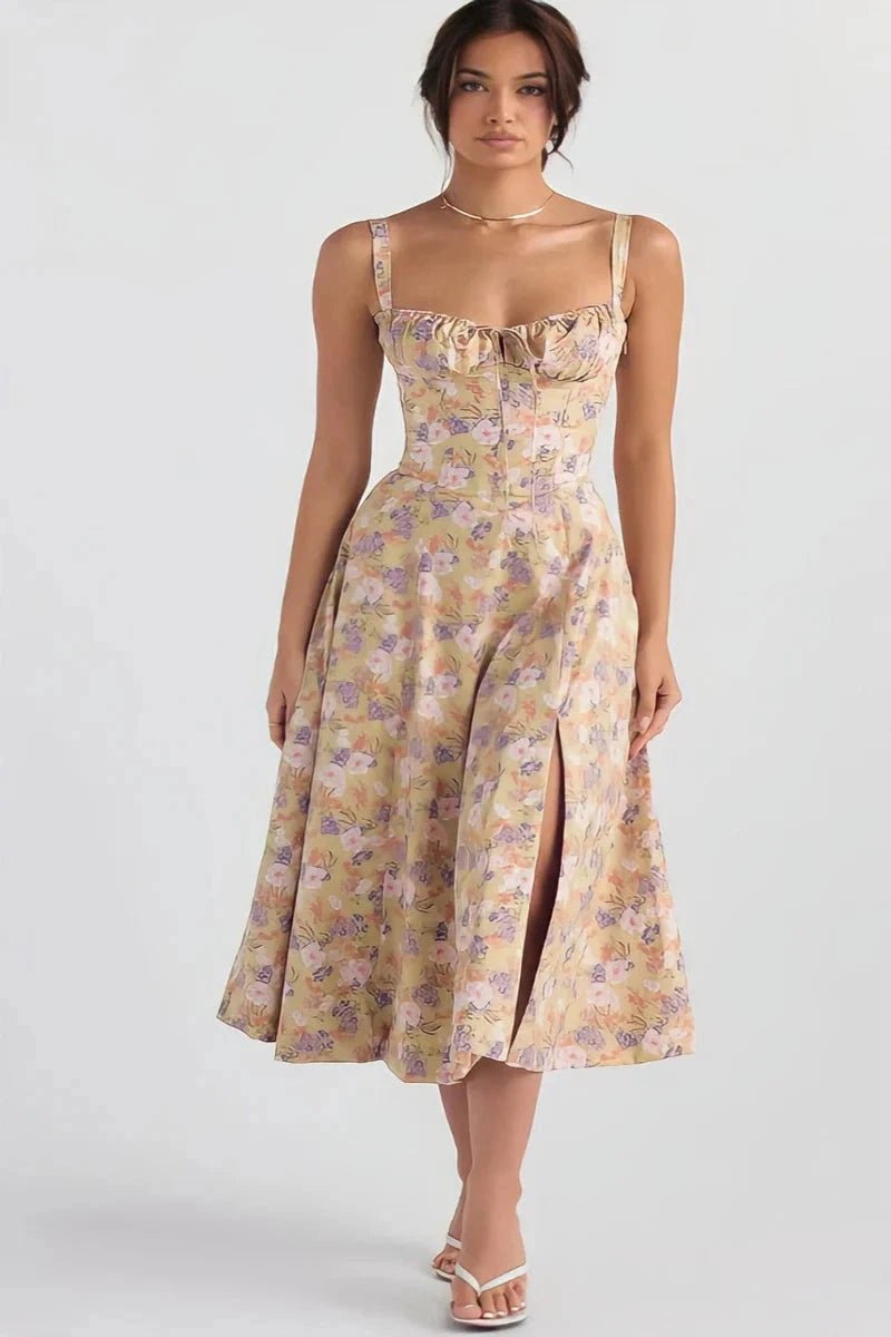 Robe bustier à imprimé floral avec bretelles