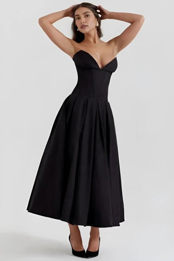Robe bustier midi jupe volumineuse