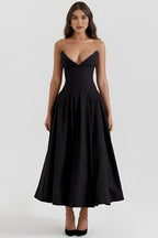 Robe bustier midi jupe volumineuse