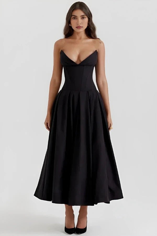 Robe bustier midi jupe volumineuse