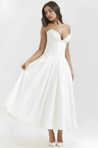 Robe bustier midi jupe volumineuse