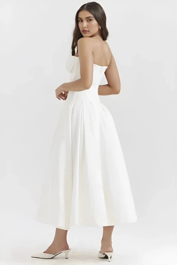 Robe bustier midi jupe volumineuse