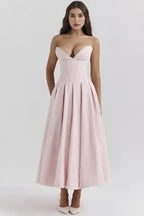Robe bustier midi jupe volumineuse