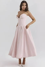Robe bustier midi jupe volumineuse