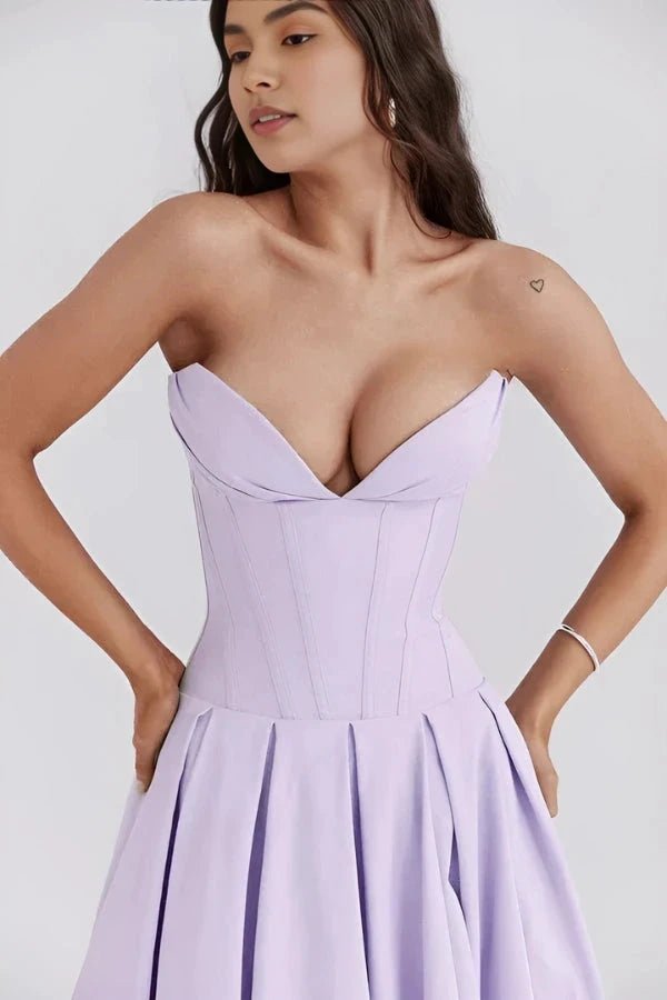 Robe bustier midi jupe volumineuse