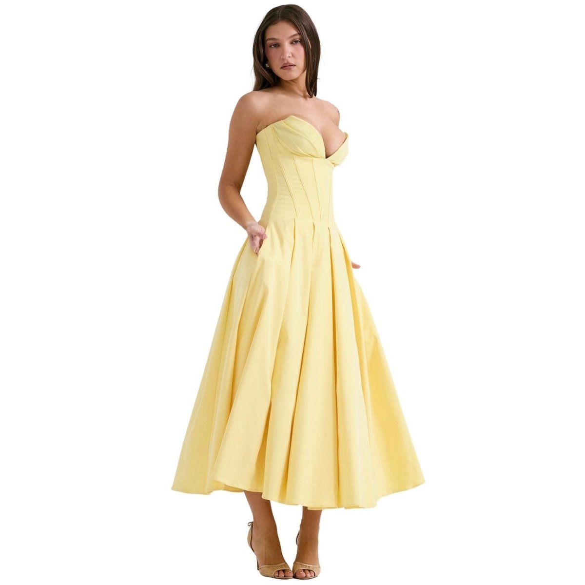 Robe bustier midi jupe volumineuse