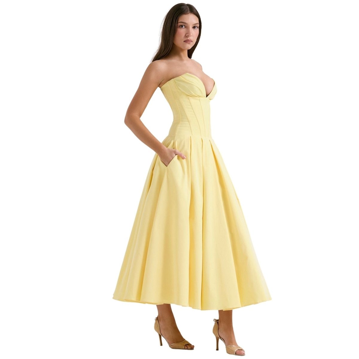 Robe bustier midi jupe volumineuse