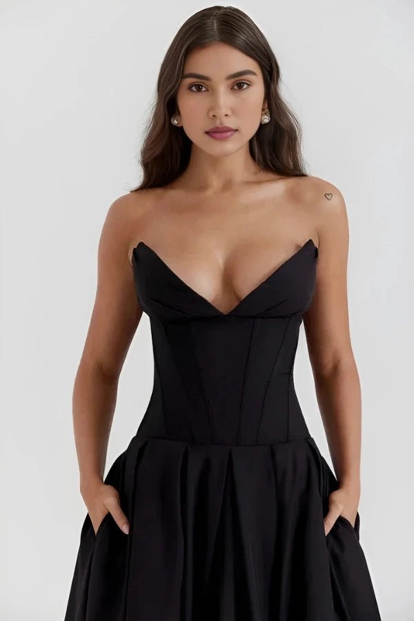 Robe bustier midi jupe volumineuse