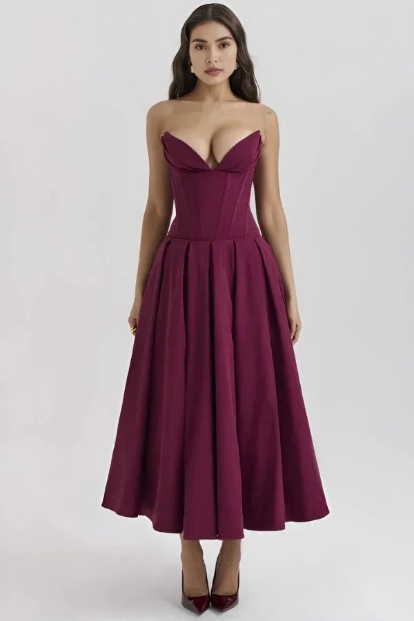 Robe bustier midi jupe volumineuse
