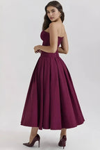 Robe bustier midi jupe volumineuse