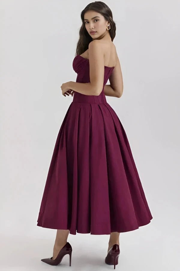 Robe bustier midi jupe volumineuse