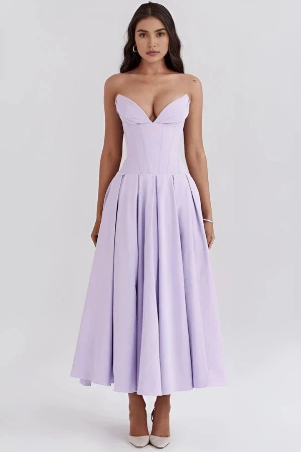 Robe bustier midi jupe volumineuse
