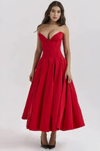 Robe bustier midi jupe volumineuse