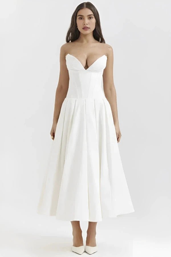 Robe bustier midi jupe volumineuse