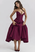Robe bustier midi jupe volumineuse