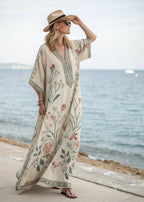 Robe caftan maxi à imprimé bohème et encolure en V pour femme