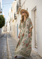 Robe caftan maxi à imprimé bohème et encolure en V pour femme