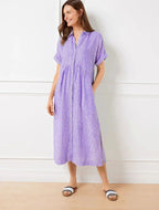 Robe longue chemise rayée à col boutonné