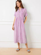 Robe longue chemise rayée à col boutonné