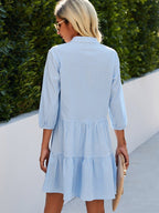 Robe chemise vichy à volants pour femme