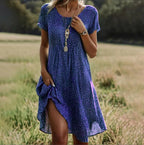 Robe mini fluide à imprimé floral et col V pour femme