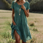 Robe mini fluide à imprimé floral et col V pour femme