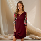 Robe courte florale à manches en voile